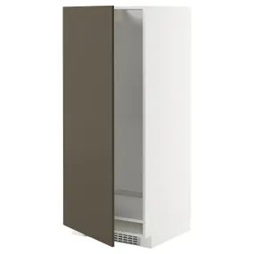 IKEA METOD МЕТОД, висока шафа для холодильнка/морозил, білий/хавсторп коричневий/бежевий, 60x60x140 см 995.589.66 фото