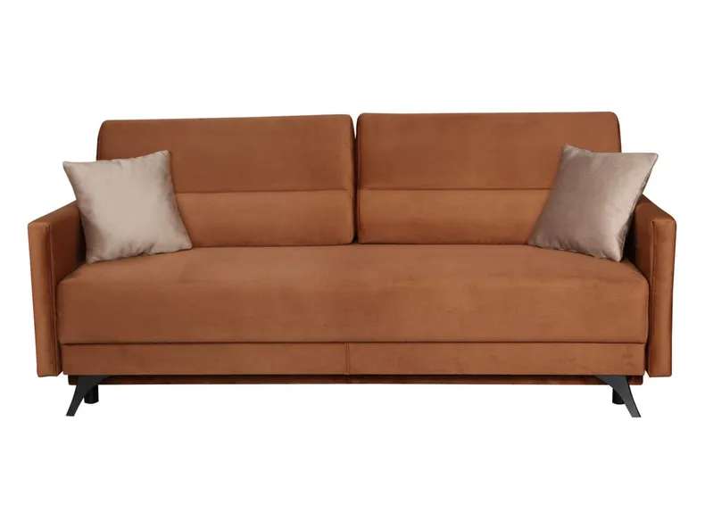 BRW тримісний диван Abril розкладний з ящиком для зберігання велюровий коричневий, Елемент 07 Коричневий / Елемент 06 Бежевий SO3-ABRIL-3DL-G1_BA429D фото №1