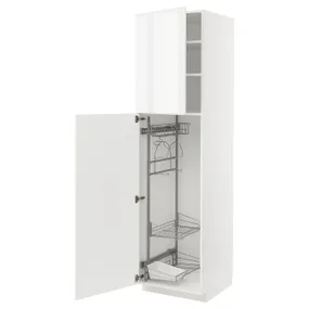 IKEA METOD МЕТОД, висока шафа із приладд д / прибирання, білий / Ringhult світло-сірий, 60x60x220 см 094.559.82 фото