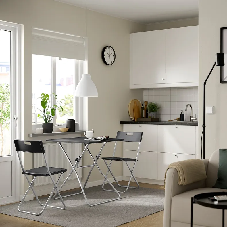 IKEA GUNDE ГУНДЕ / GUNDE ГУНДЕ, стол и 2 складных стула, складной черный/черный, 67x67 см 095.645.99 фото №2