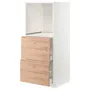 IKEA METOD МЕТОД / MAXIMERA МАКСИМЕРА, высокий шкаф с 2 ящиками д / духовки, белый / Воксторп имит. дуб, 60x60x140 см 094.034.03 фото