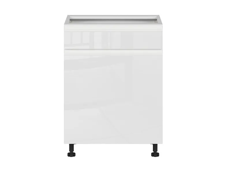 BRW Кухонный цокольный шкаф Sole 60 см левый с выдвижным ящиком белый глянец, альпийский белый/глянцевый белый FH_D1S_60/82_L/SMB-BAL/BIP фото №1