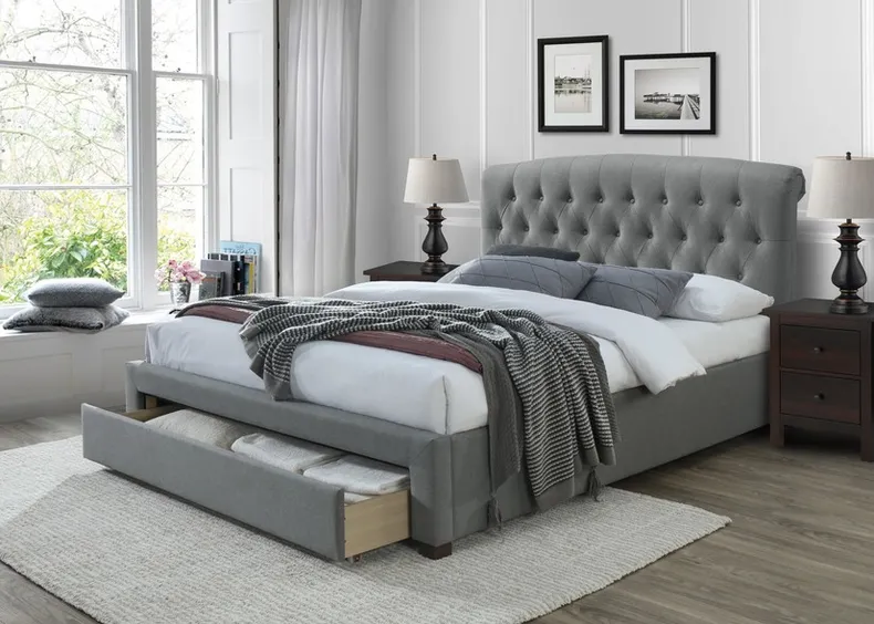 Двуспальная кровать с ящиками HALMAR AVANTI 160x200 см серый фото №2
