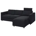 IKEA VIMLE ВІМЛЕ, 3-місний диван із кушеткою, з узголів'ям САКСЕМАРА / чорно-синій 293.991.36 фото thumb №1