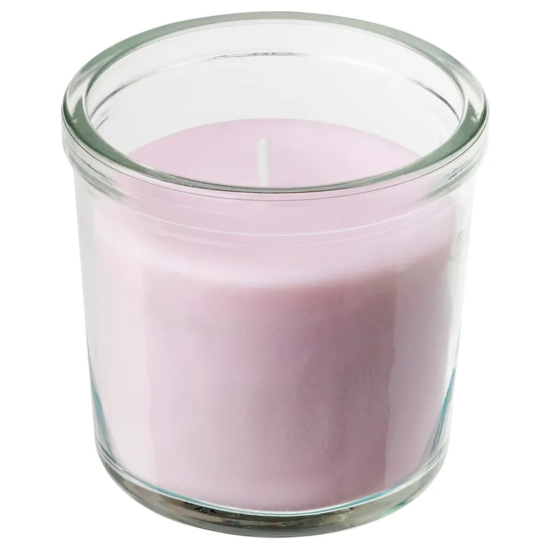IKEA LUGNARE ЛУГНАРЕ, ароматизована свічка у склянці, жасмин / рожевий, 20 Години 005.021.05 фото №1