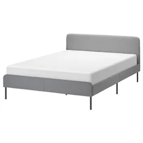 IKEA SLATTUM СЛАТТУМ, каркас кровати с обивкой, Книса светло-серая, 140x200 см 304.463.73 фото