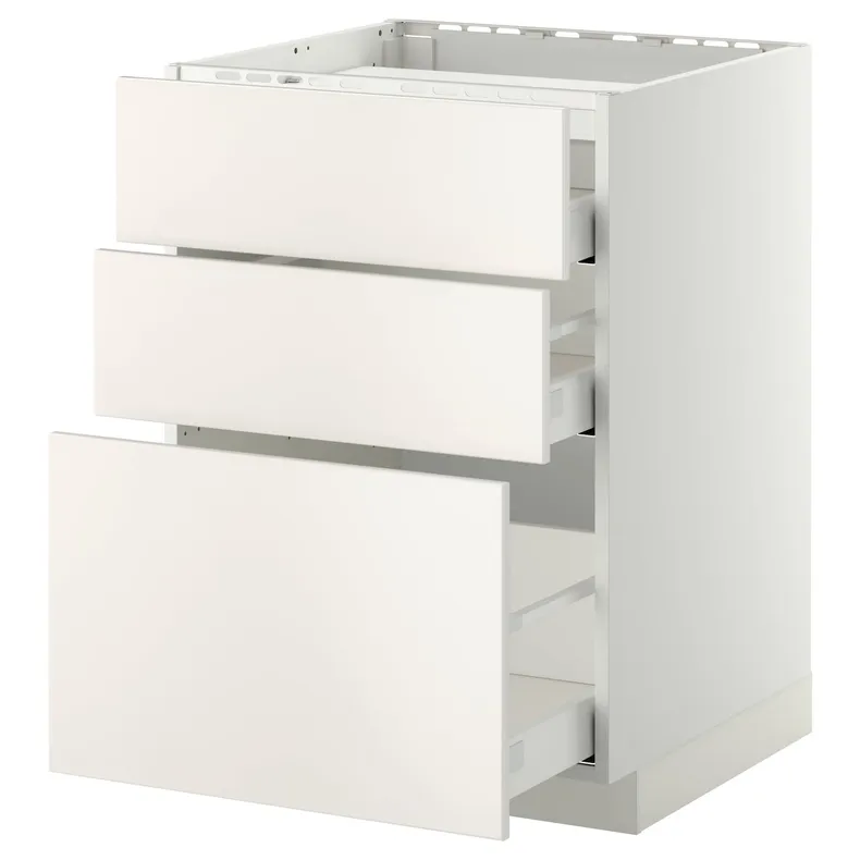 IKEA METOD МЕТОД / MAXIMERA МАКСИМЕРА, напольн шкаф / 3фронт пнл / 3ящика, белый / белый, 60x60 см 190.270.66 фото №1