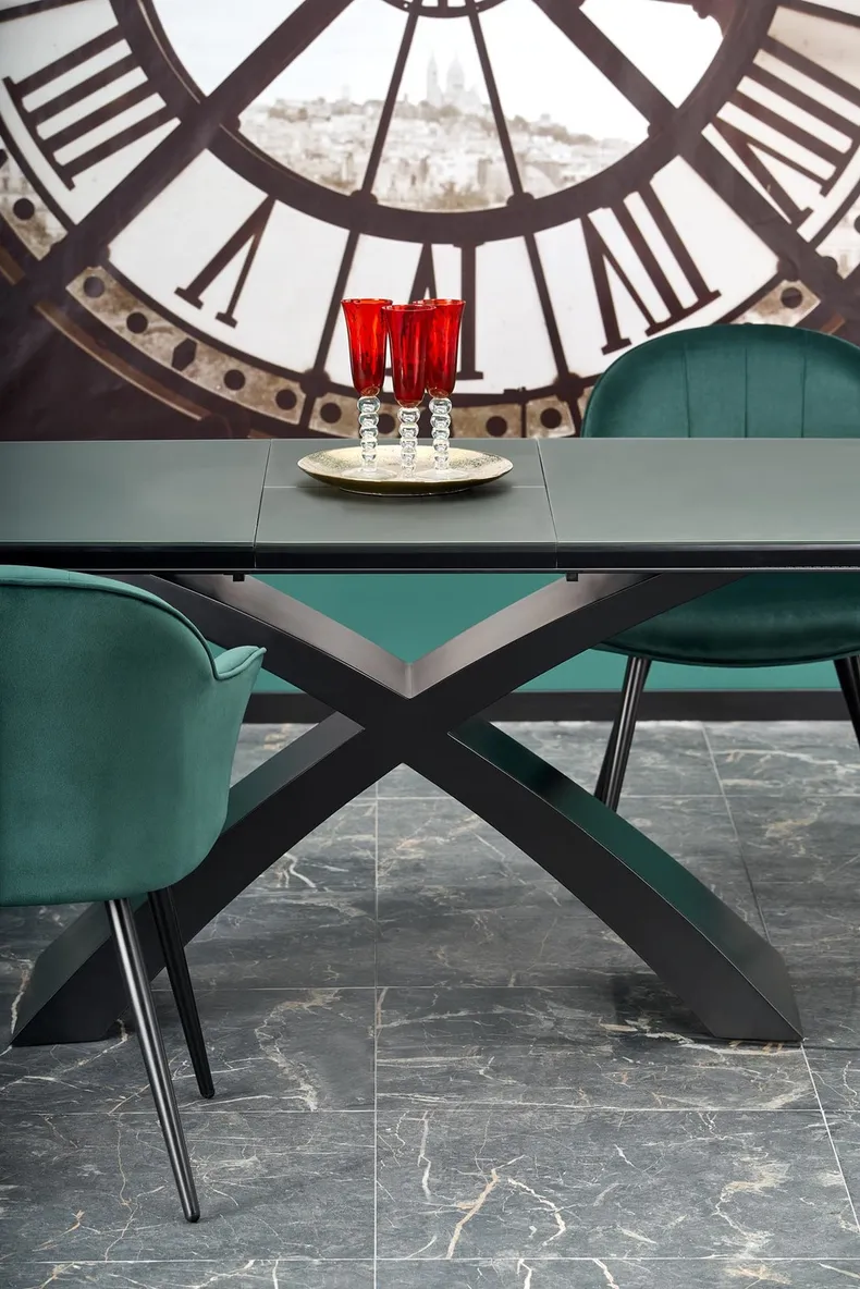 Обідній стіл розкладний HALMAR SILVESTRO 180-220x89 см, стільниця - темно-сірий, ніжка - чорний фото №18