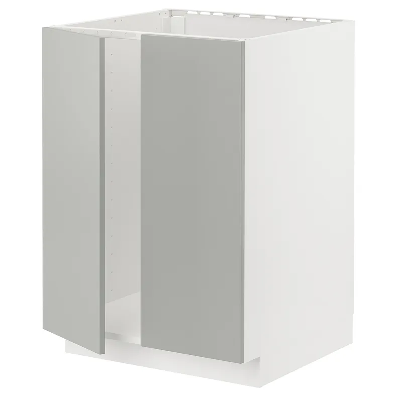 IKEA METOD МЕТОД, напольный шкаф для мойки+2 двери, белый / светло-серый, 60x60 см 895.384.03 фото №1