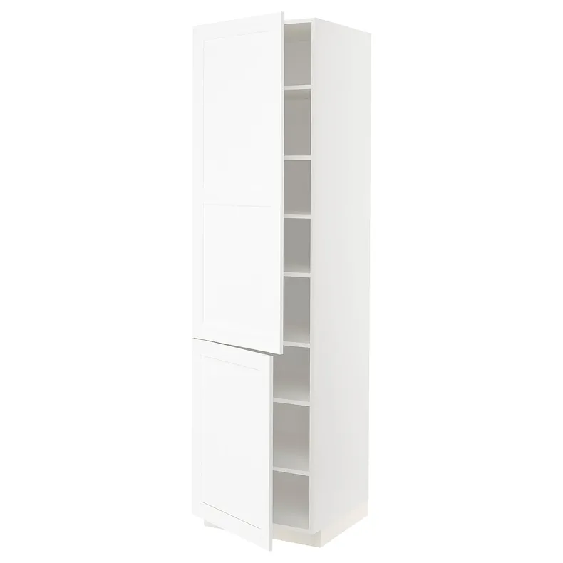 IKEA METOD МЕТОД, высокий шкаф с полками / 2 дверцы, белый Энкёпинг / белая имитация дерева, 60x60x220 см 394.735.12 фото №1