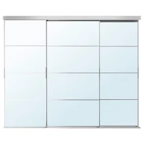 IKEA SKYTTA СКЮТТА / AULI АУЛІ, комбінація розсувних дверцят, алюміній / дзеркало, 251x205 см 395.758.55 фото