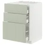 IKEA METOD МЕТОД / MAXIMERA МАКСИМЕРА, шкаф д / варочной панели / 3фасада / 3ящ, белый / светло-зеленый, 60x60 см 394.862.27 фото