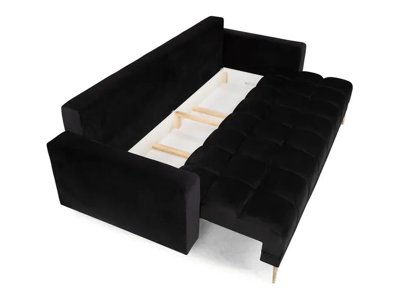 BRW Трехместный диван-кровать Belmira с ящиком для хранения велюр черный, Ривьера 100 SO3-BELMIRA-LX_3DL-GR1_BA42EC фото №5