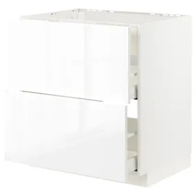 IKEA METOD МЕТОД / MAXIMERA МАКСІМЕРА, підлог шафа д / плит / вб витяжк з шухл, білий / РІНГХУЛЬТ білий, 80x60 см 293.356.58 фото