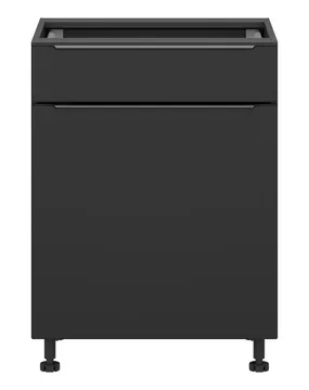 BRW Правосторонний кухонный шкаф Sole L6 60 см с ящиком плавного закрывания черный матовый, черный/черный матовый FM_D1S_60/82_P/STB-CA/CAM фото