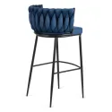 Барный стул бархатный MEBEL ELITE FLORES Velvet, темно-синий/черный фото thumb №9