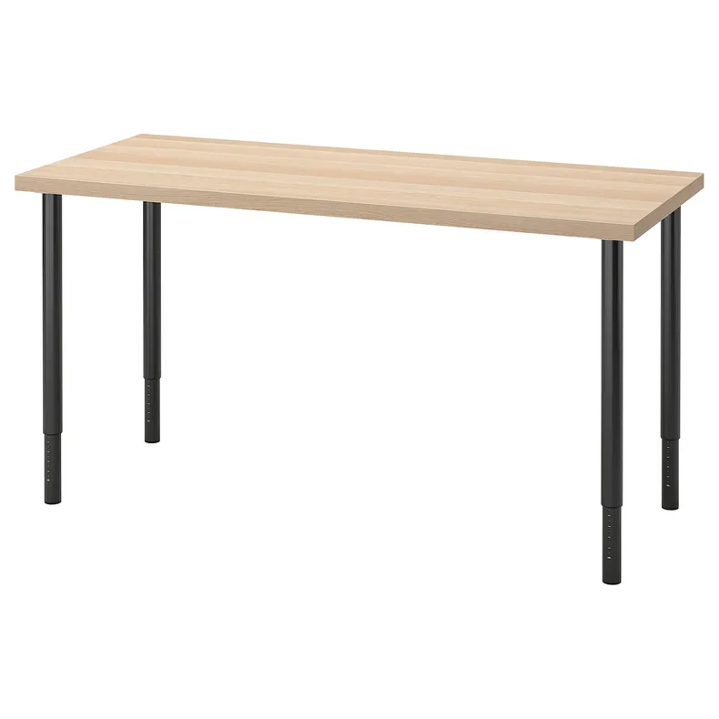 IKEA LAGKAPTEN ЛАГКАПТЕН / OLOV ОЛОВ, письмовий стіл, під білений дуб / чорний, 140x60 см 894.172.60 фото №1