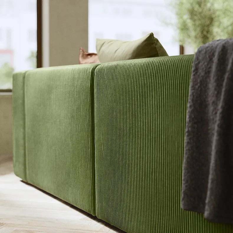 IKEA JÄTTEBO ЄТТЕБУ, 2-місний модульний диван, з узголів'ям / САМСАЛА темний жовто-зелений 495.104.01 фото №6