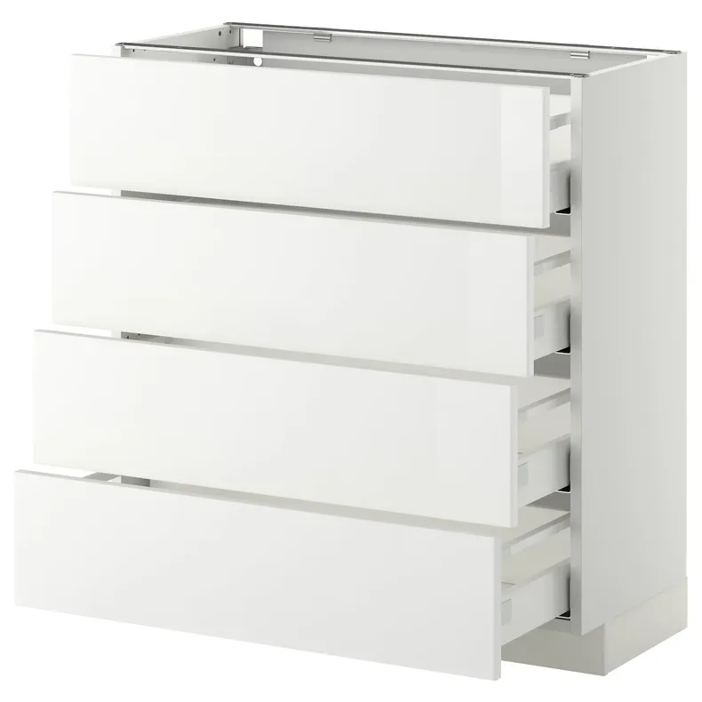 IKEA METOD МЕТОД / MAXIMERA МАКСИМЕРА, напольн шкаф 4 фронт панели / 4 ящика, белый / Рингхульт белый, 80x37 см 890.264.93 фото №1