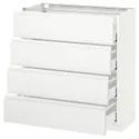 IKEA METOD МЕТОД / MAXIMERA МАКСИМЕРА, напольн шкаф 4 фронт панели / 4 ящика, белый / Воксторп матовый белый, 80x37 см 091.127.86 фото thumb №1