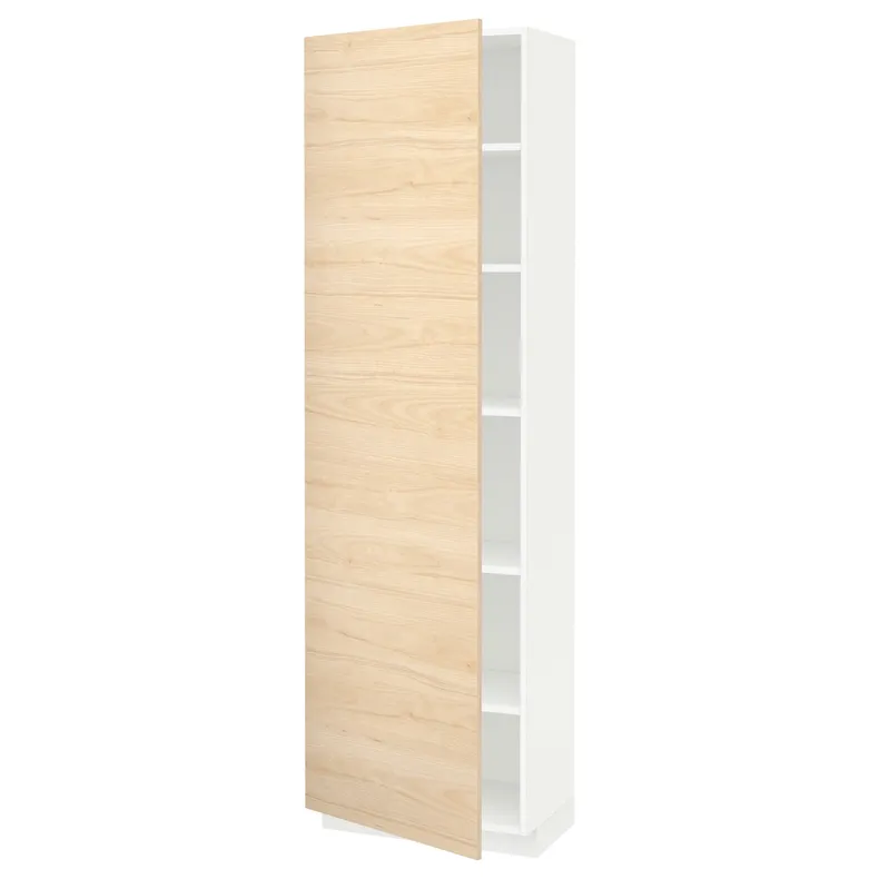 IKEA METOD МЕТОД, высокий шкаф с полками, белый / аскерсундский узор светлый ясень, 60x37x200 см 594.549.42 фото №1