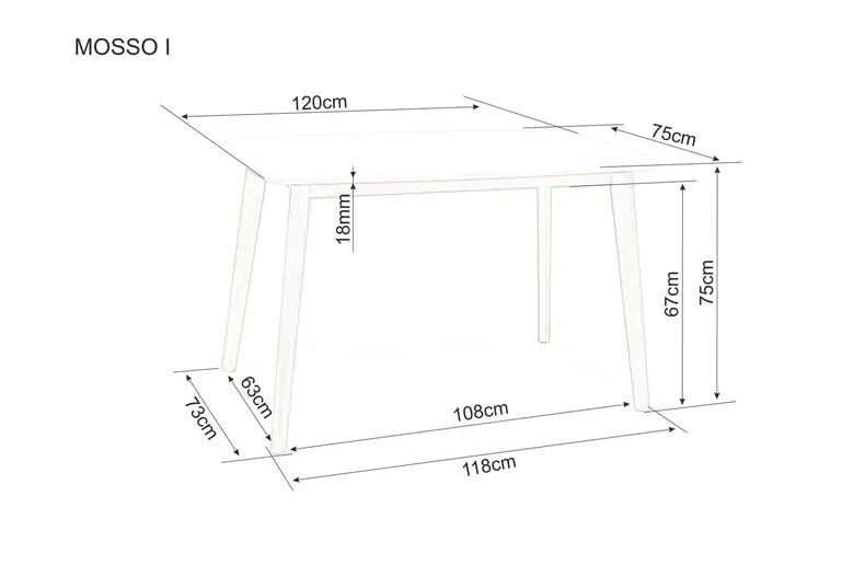 Стіл кухонний SIGNAL MOSSO II, білий / дуб, 100x100 фото №2