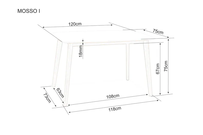 Стол кухонный SIGNAL MOSSO II, белый / дуб, 100x100 фото №2