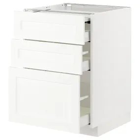 IKEA METOD МЕТОД / MAXIMERA МАКСИМЕРА, напольный шкаф с выдвиж панелью / 3ящ, белый Энкёпинг / белая имитация дерева, 60x60 см 294.734.47 фото