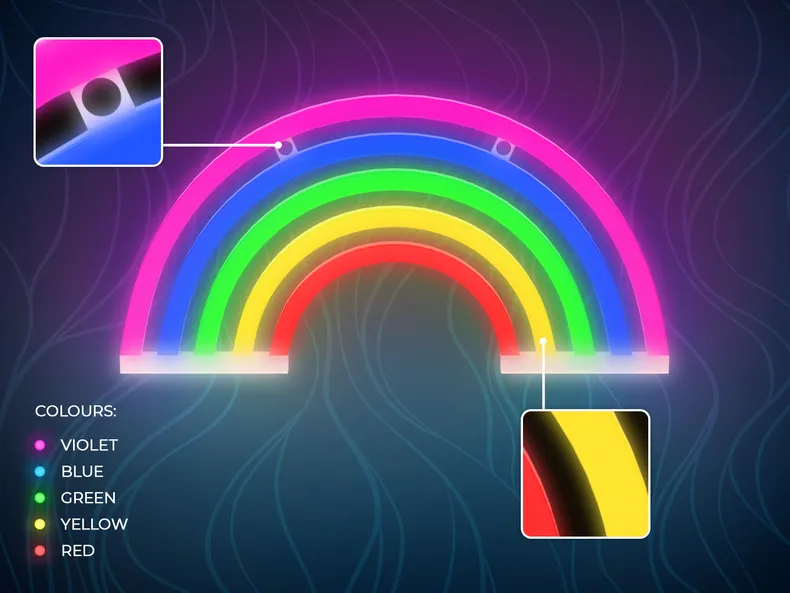 BRW Дитячий неоновий настінний світильник Rainbow LED мікс кольорів 093799 фото №5