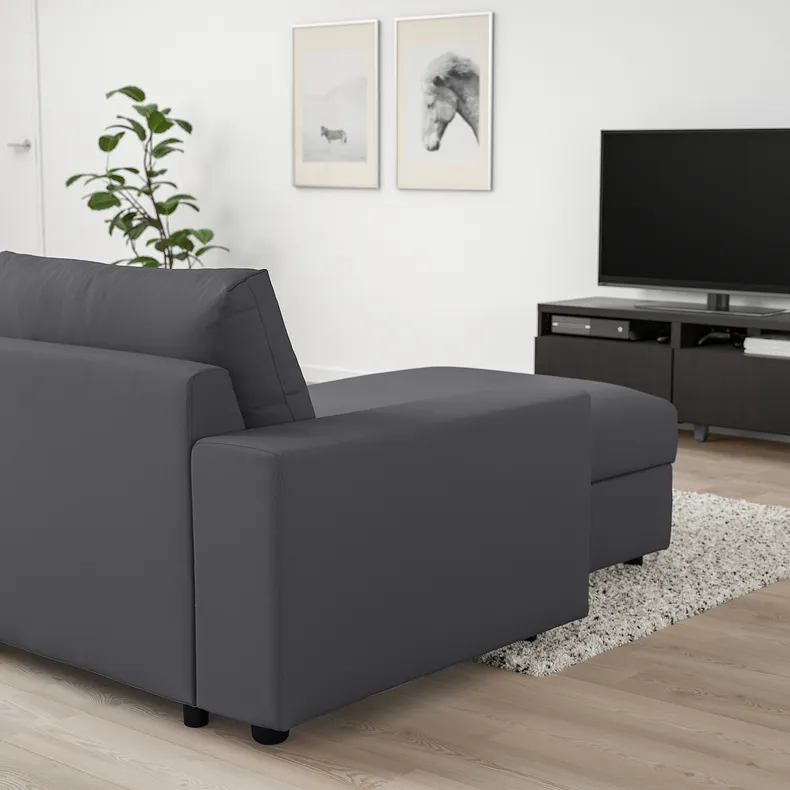 IKEA VIMLE ВІМЛЕ, 4-місний диван із кушеткою, з широкими підлокітниками/ХАЛЛАРП сірий 094.017.72 фото №3