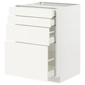IKEA METOD МЕТОД / MAXIMERA МАКСИМЕРА, напольный шкаф 4 фасада / 4 ящика, белый / Вальстена белый, 60x60 см 895.072.13 фото
