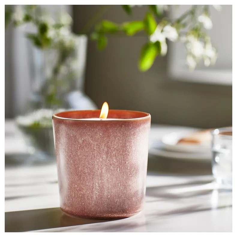 IKEA LUGNARE ЛУГНАРЕ, аром свічка у керамічній склянці, жасмин / рожевий, 50 Години 205.021.90 фото №3