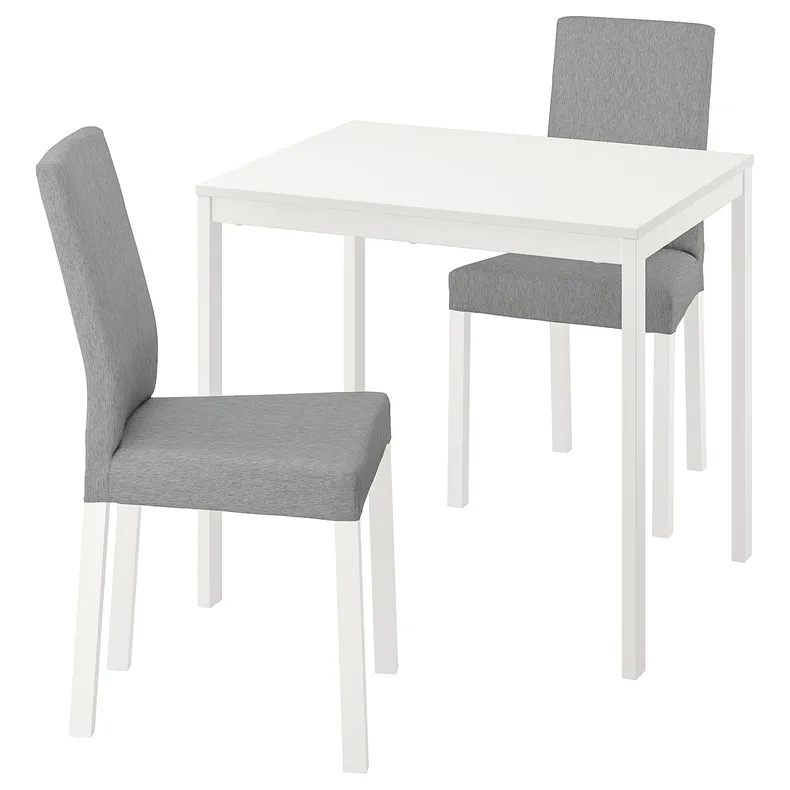 IKEA VANGSTA ВАНГСТА / KÄTTIL КЕТТІЛЬ, стіл+2 стільці, білий / КНІСА світло-сірий, 80 / 120 см 994.288.47 фото №1