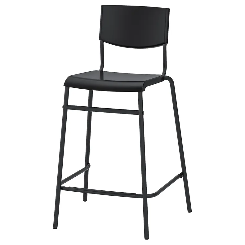 IKEA STIG СТІГ, барний стілець зі спинкою, чорний / чорний, 63 см 304.984.18 фото №1
