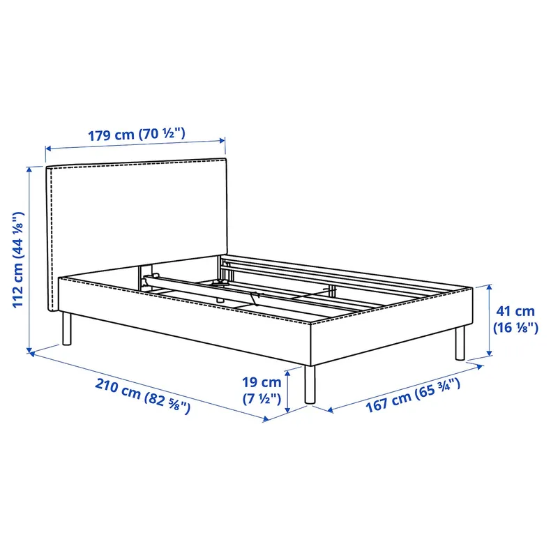 IKEA TÄRNKULLEN ТЕРНКУЛЛЕН, чохол основи ліжка, ТІББЛЕБЮ бежевий/сірий, 160x200 см 705.846.64 фото №7