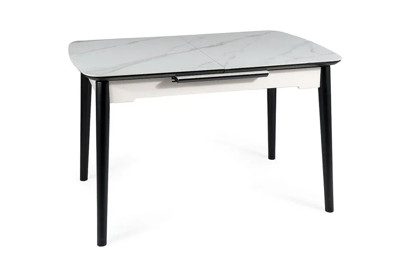 Стол обеденный раскладной SIGNAL APOLLO, белый мрамор / черный матовый, 80x120 фото №4
