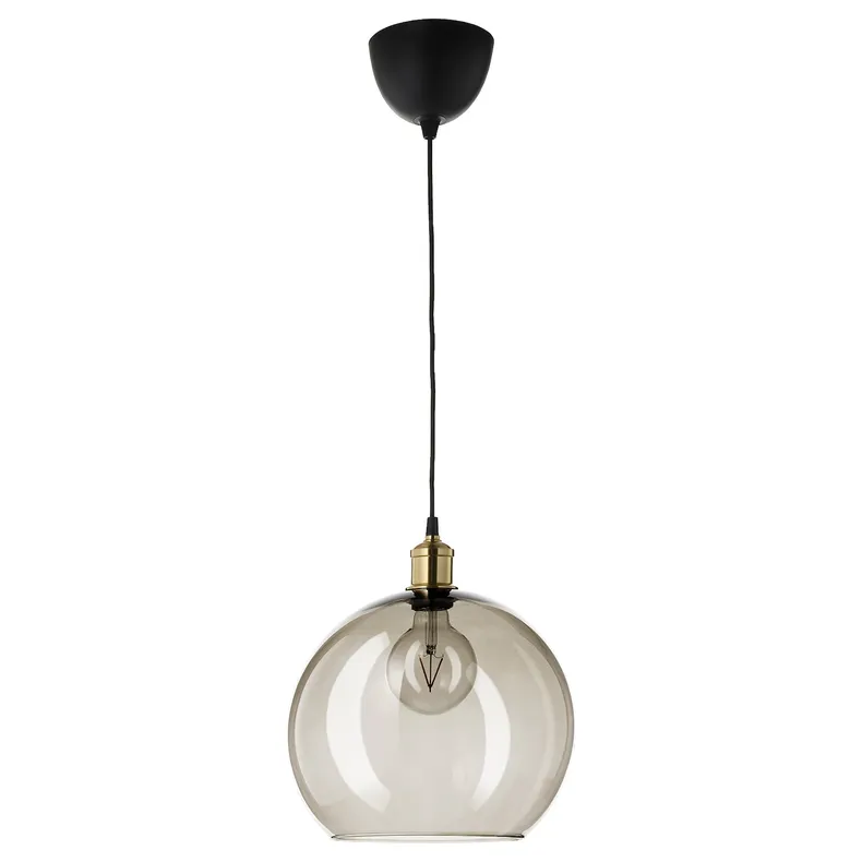 IKEA JAKOBSBYN ЯКОБСБЮН / JÄLLBY ЭЛЛЬБИ, подвесной светильник, тонированное стекло / латунь 893.881.25 фото №1