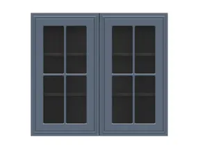 BRW Двухдверный кухонный верхний шкаф Verdi 80 см с витриной mystic matt, черный/матовый FL_G_80/72_LV/PV-CA/MIM фото