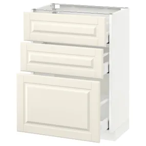 IKEA METOD МЕТОД / MAXIMERA МАКСИМЕРА, напольный шкаф с 3 ящиками, белый / бодбинские сливки, 60x37 см 190.521.50 фото