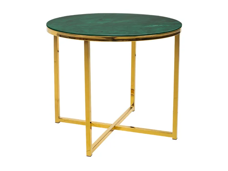 Стол BRW Ditra, 50х42 см, зеленый/золотой GREEN фото №1