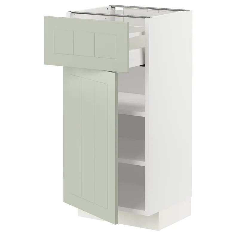 IKEA METOD МЕТОД / MAXIMERA МАКСИМЕРА, напольный шкаф с ящиком / дверцей, белый / светло-зеленый, 40x37 см 694.864.57 фото №1
