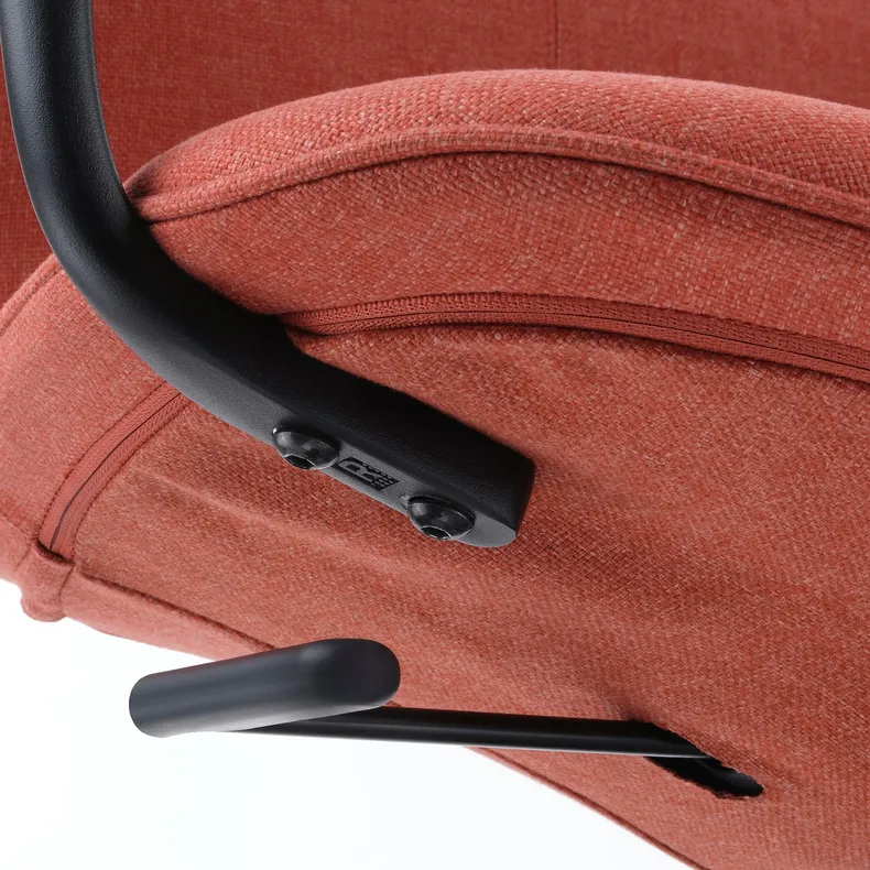 IKEA LÅNGFJÄLL ЛОНГФЬЕЛЛЬ, рабочий стул с подлокотниками, Окрашенный в красный / оранжевый / черный цвет 395.077.34 фото №4