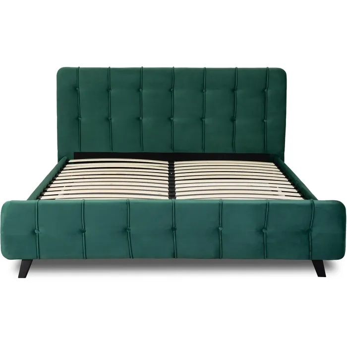 Кровать двуспальная бархатная MEBEL ELITE LINO Velvet, 160x200 см, Зеленый фото №1