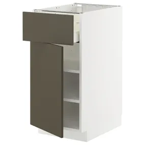 IKEA METOD МЕТОД / MAXIMERA МАКСИМЕРА, напольный шкаф с ящиком/дверцей, белый/гавсторпский коричневый/бежевый, 40x60 см 395.586.10 фото