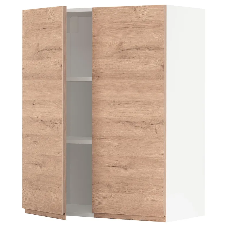 IKEA METOD МЕТОД, навісна шафа з полицями / 2 дверцят, білий / Voxtorp імітація. дуб, 80x100 см 194.555.52 фото №1
