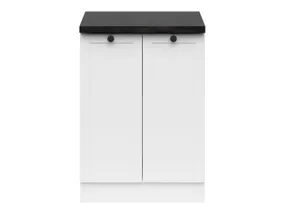 BRW Dona Junona Line 60 см двухдверный кухонный шкаф с топом белый, белый/белый/металлический сланцевый черный/золотой D2D/60/82_ZBL-BI/BI/LMC фото