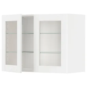 IKEA METOD МЕТОД, настінна шафа, полиці / 2 склх дверц, білий Енкопінг / білий імітація дерева, 80x60 см 394.734.75 фото