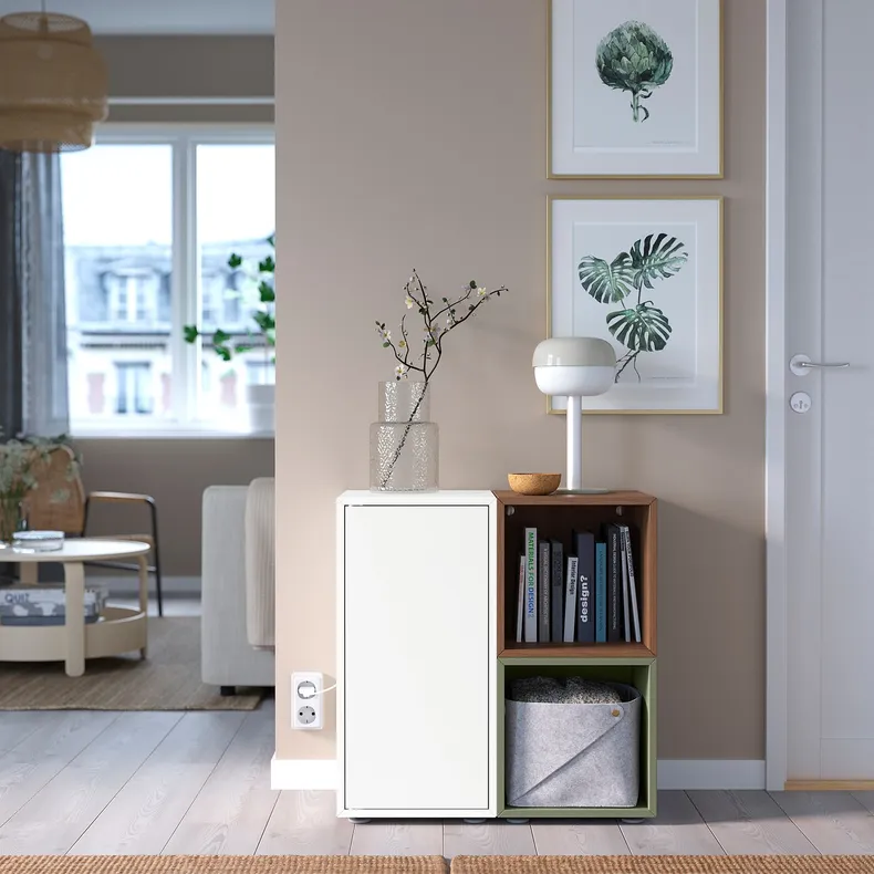 IKEA EKET ЭКЕТ, комбинация шкафов с ножками, белый / ореховый серо-зеленый, 70x35x72 см 695.217.43 фото №2