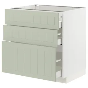 IKEA METOD МЕТОД / MAXIMERA МАКСИМЕРА, напольный шкаф с 3 ящиками, белый / светло-зеленый, 80x60 см 094.872.33 фото