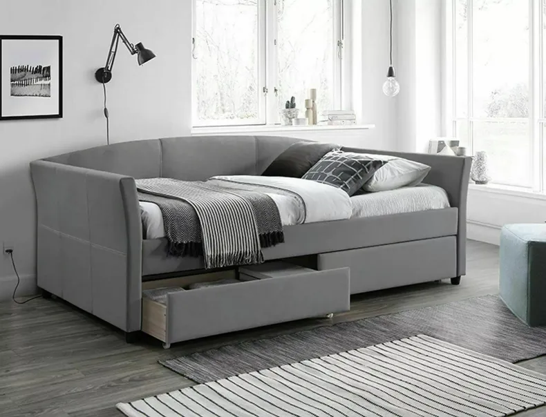 Ліжко односпальне SIGNAL Lanta Velvet 90x200 см, сірий фото №2